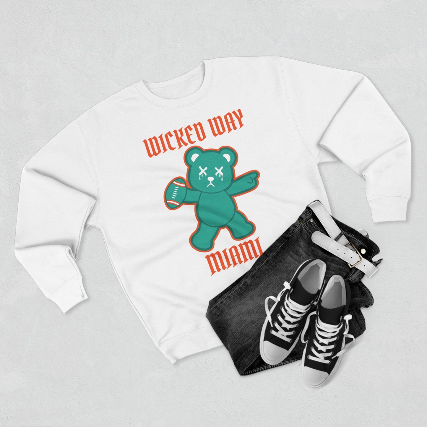 "Wicked Way" Deady Bear Football Miami Crewneck Sweatshirt