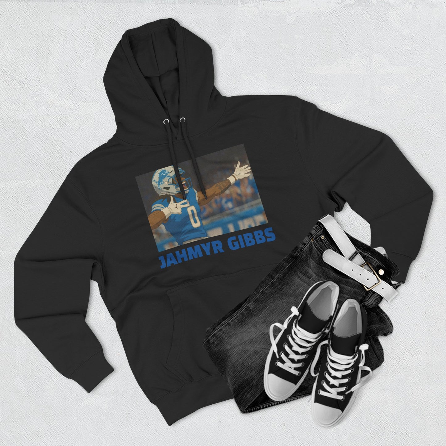 Anime Football 'Jahmyr Gibbs' Three-Panel Fleece Hoodie
