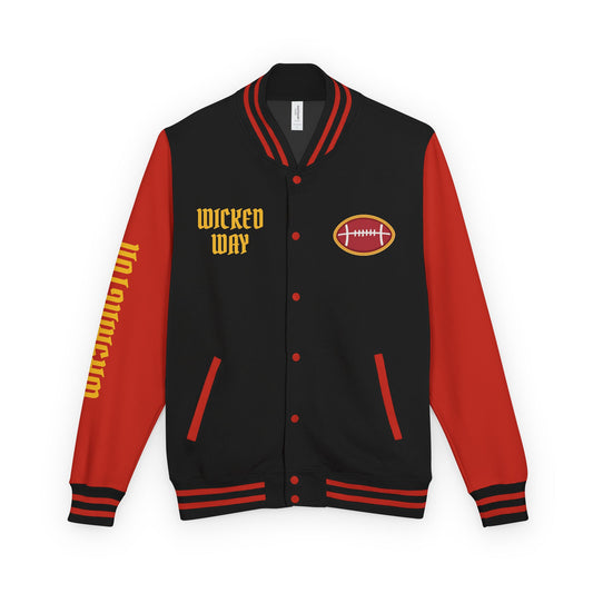 Red & Black "Wicked Way" Washington Deady Bear Football Heavyweight Letterman Jacket
