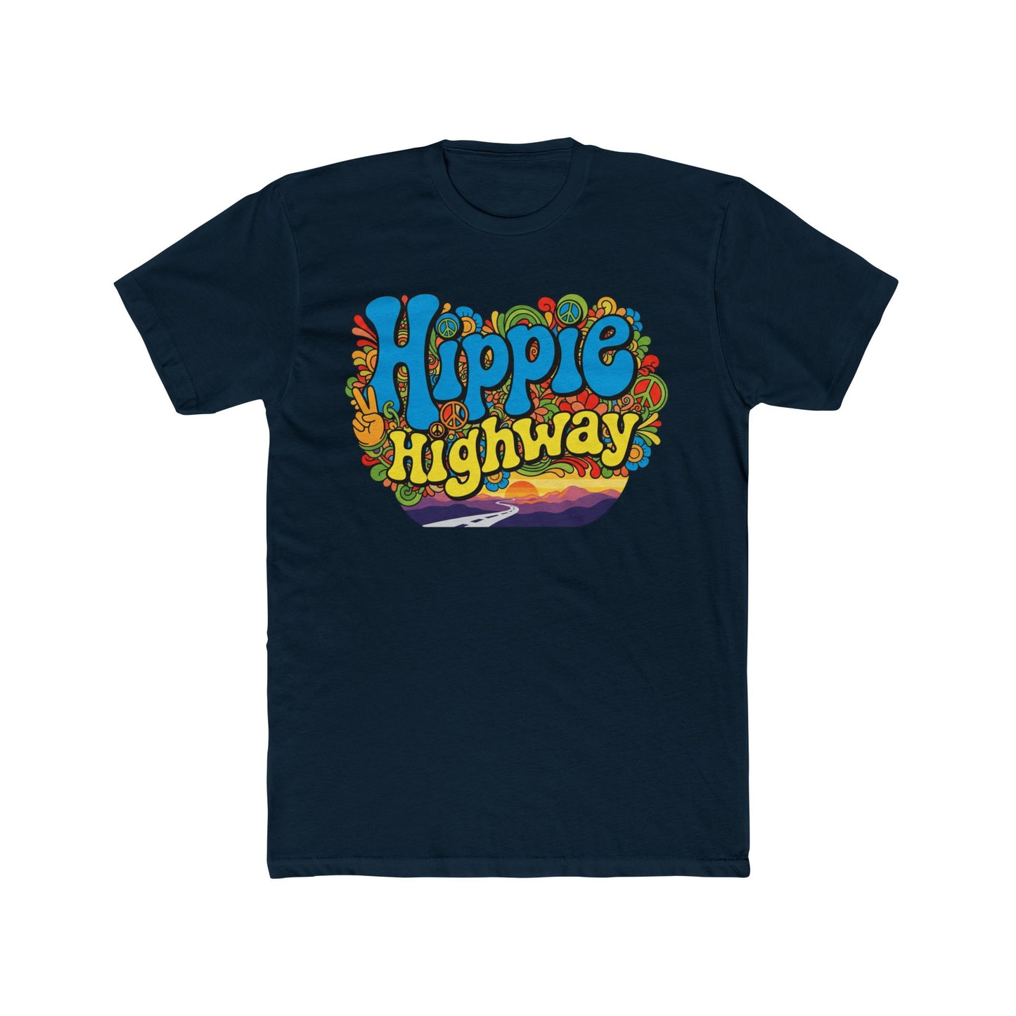 "Hippie Highway" Open Mind Open Road Cotton Crew Tee