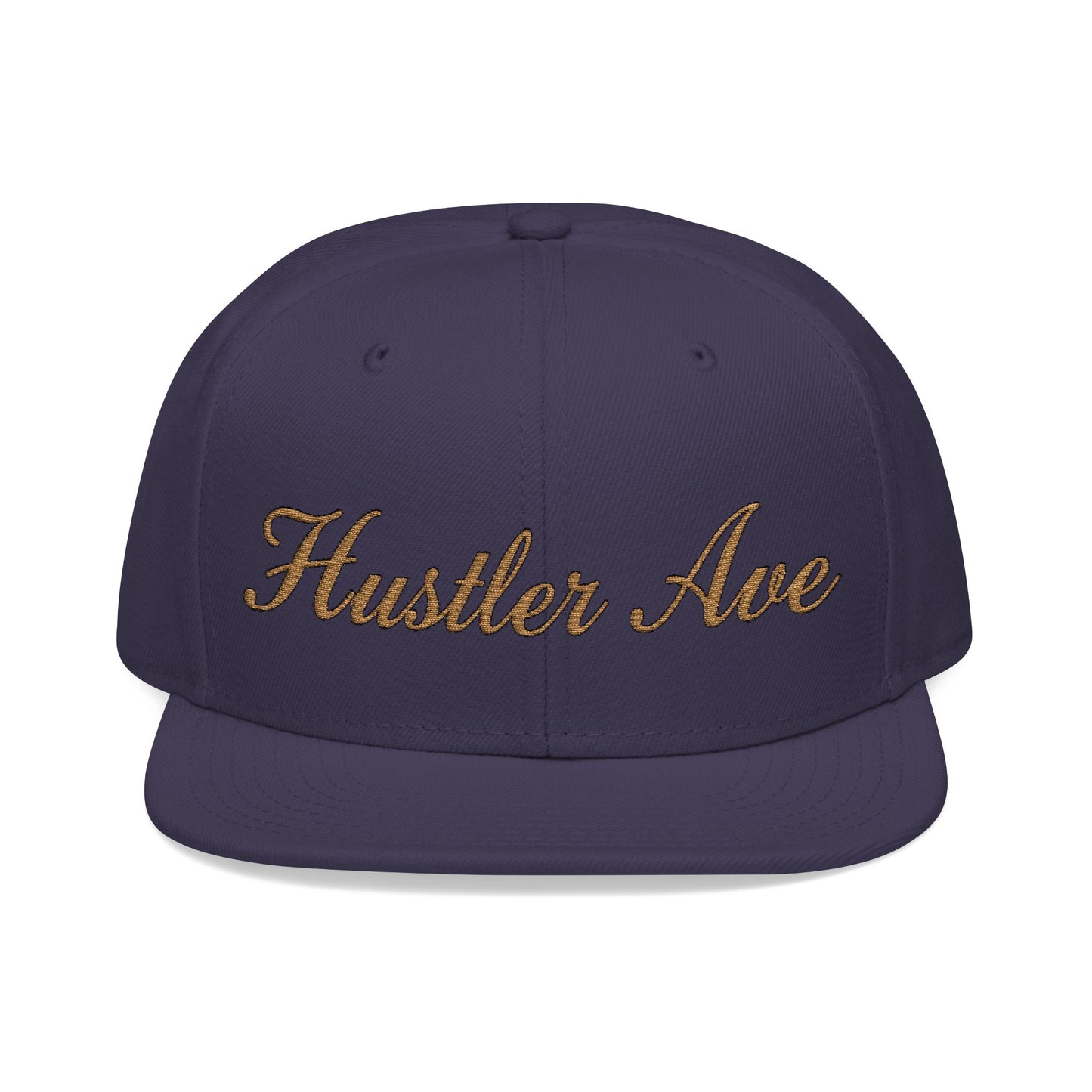 "Hustler Ave" Gold Edition Cursive Snapback Hat