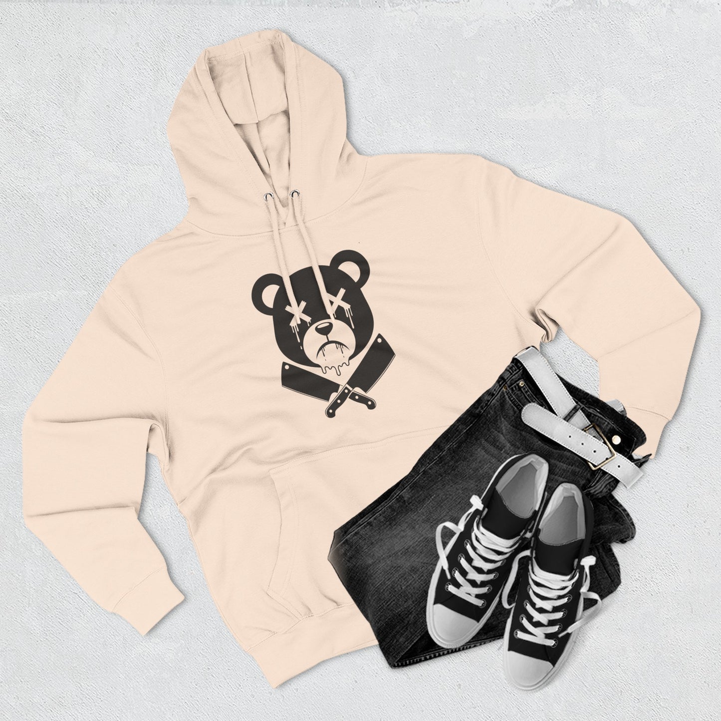 Limited Edition "Wicked Way" Drippy Bear Head Double Butcher Knife Graphic Hoodie