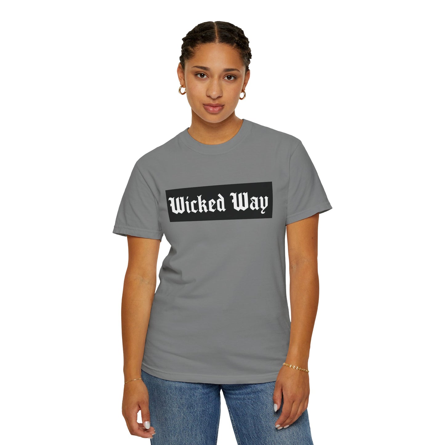 "Wicked Way" Block Gothic Lettering T-shirt