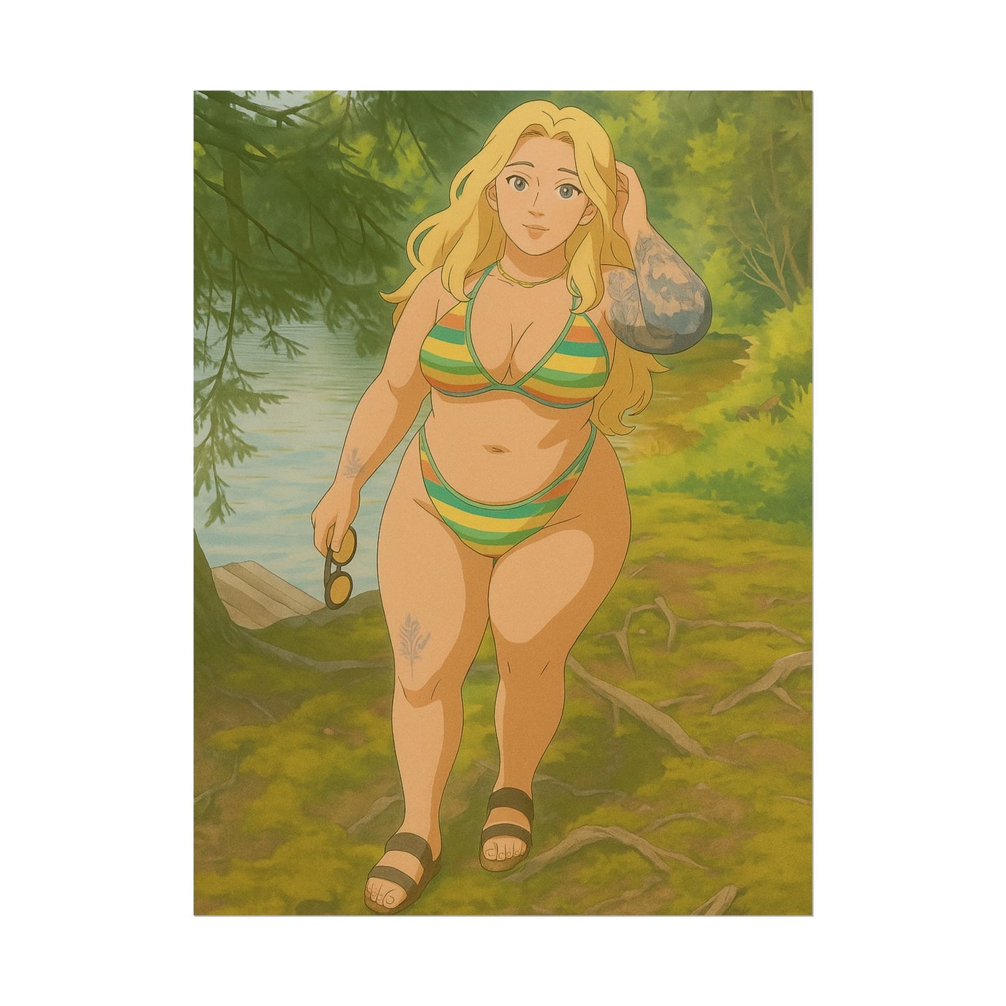 Loco Fits Anime Girls 'Dip by the Lake' Poster