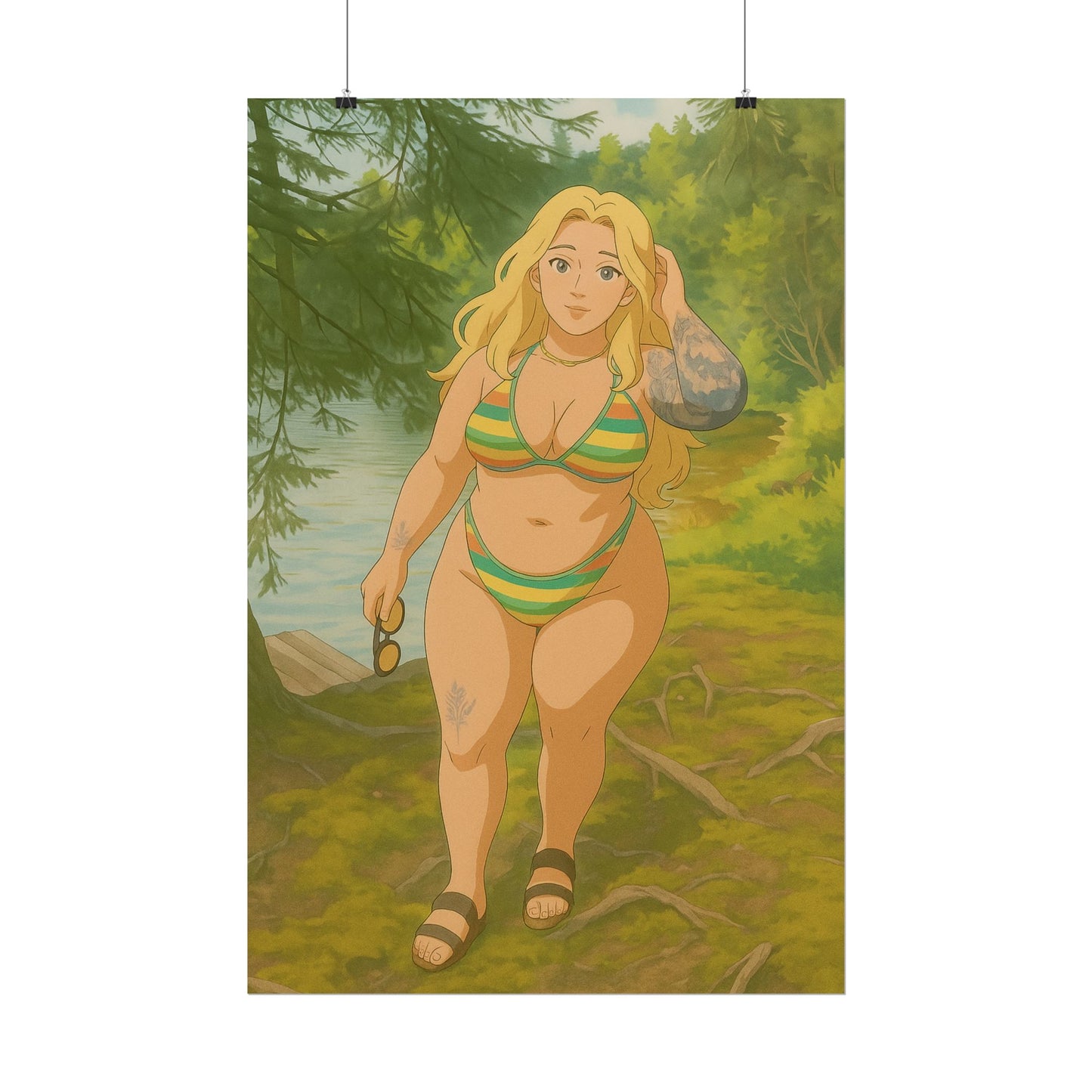 Loco Fits Anime Girls 'Dip by the Lake' Poster