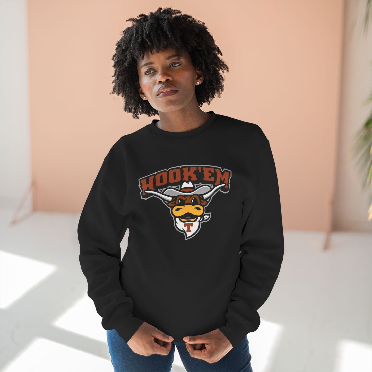 'Texas Hook Em Bevo' Cotton Crewneck Sweatshirt