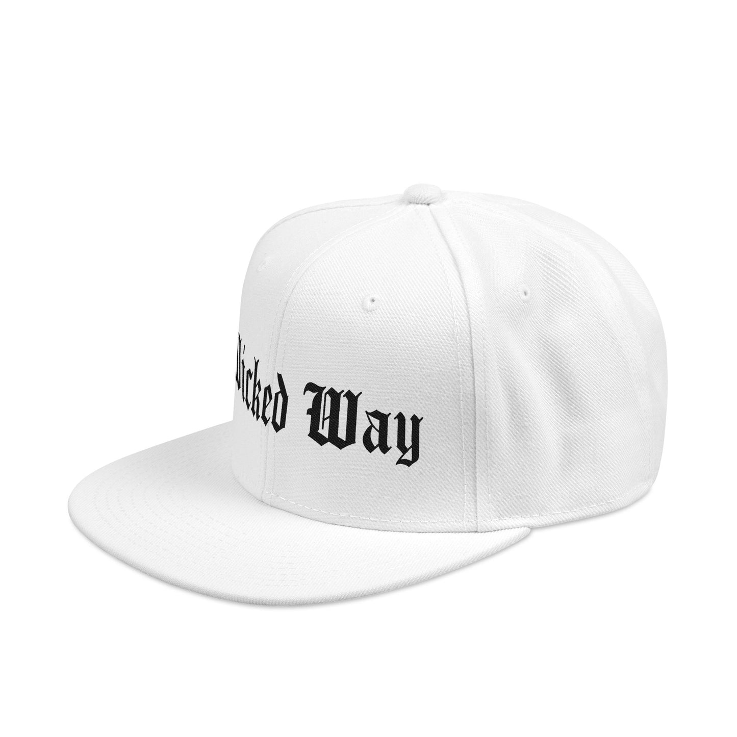 "Wicked Way" Black Gothic Script Flat Bill Cap
