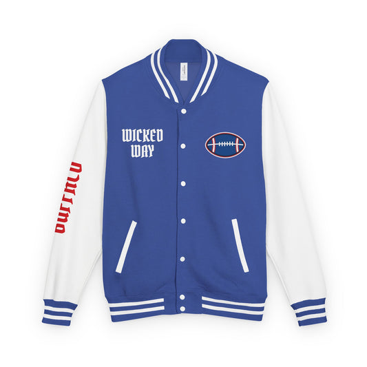 Royal Blue & White "Wicked Way" Buffalo Deady Bear Football Heavyweight Letterman Jacket