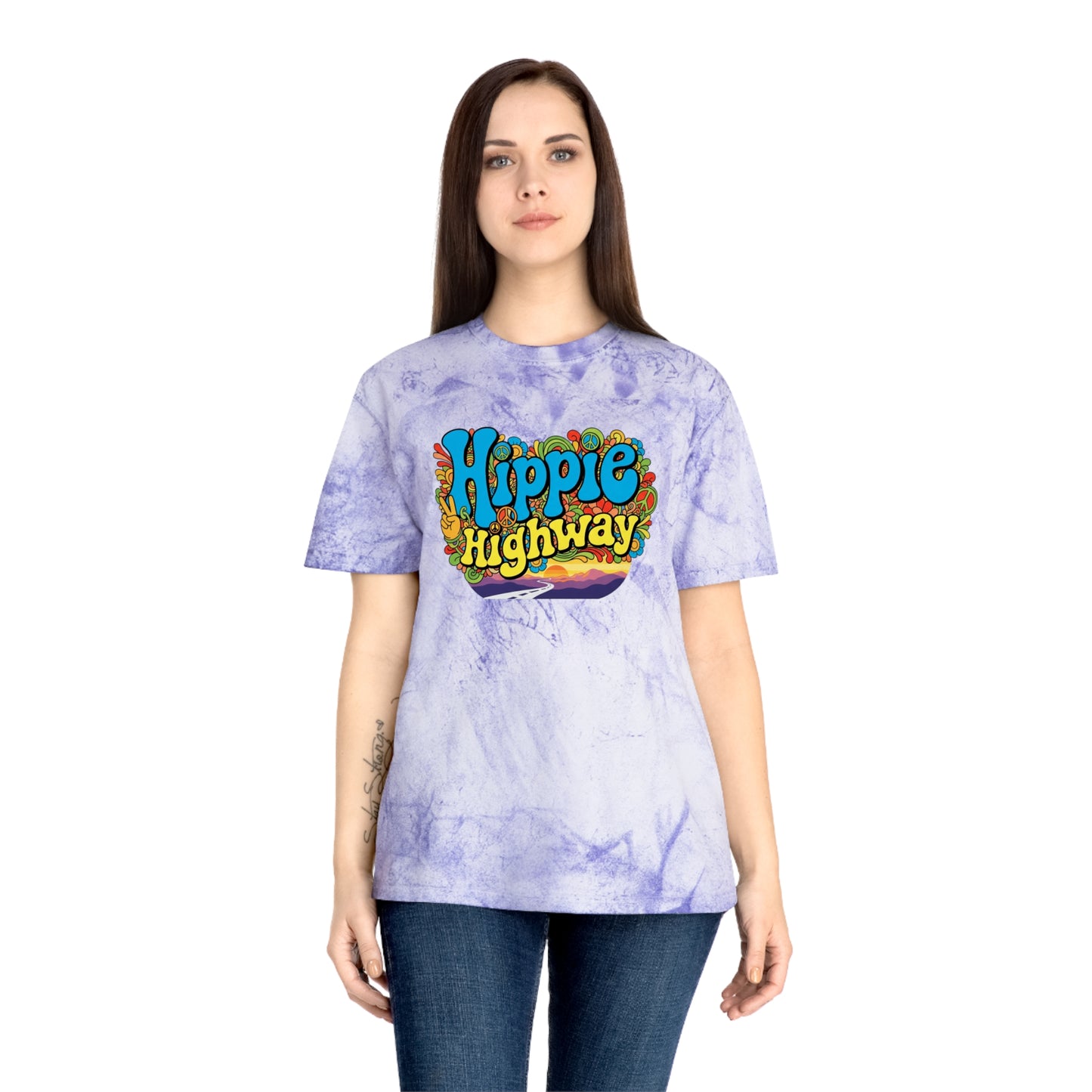 Exclusive (40 to be sold only) "Hippie Highway" Open Mind Open Road Tye Dye Color Blast T-Shirt