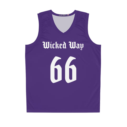 Purple & White "Wicked Way" #66 Alt. Basketball Jersey