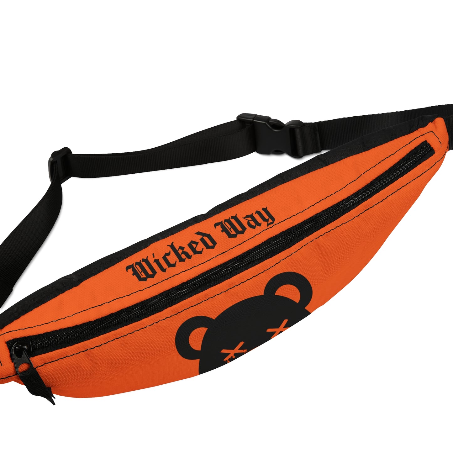 Orange "Wicked Way" Dead Bear Head Fanny Pack