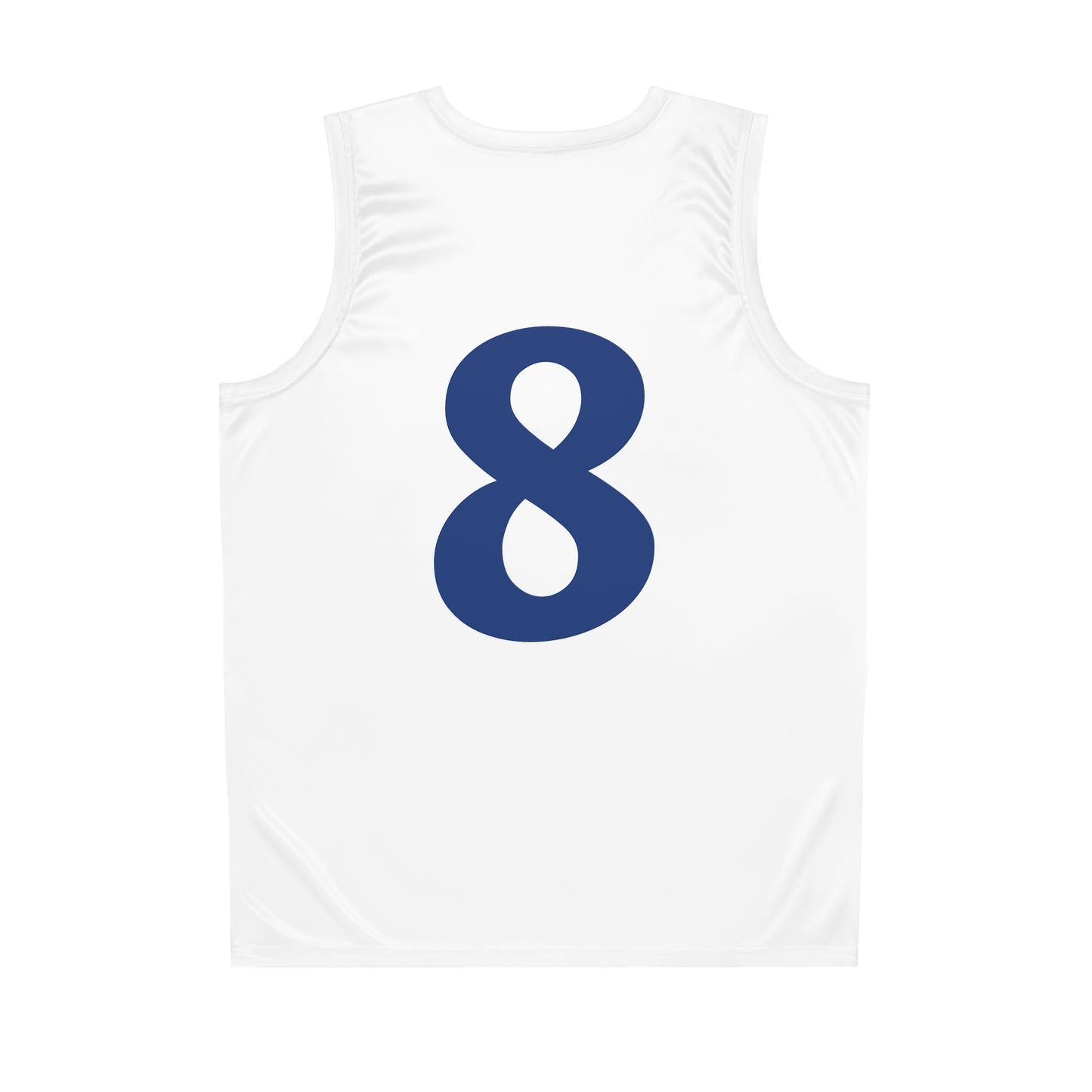 White & Blue "Hustler Ave" #8 Basketball Jersey
