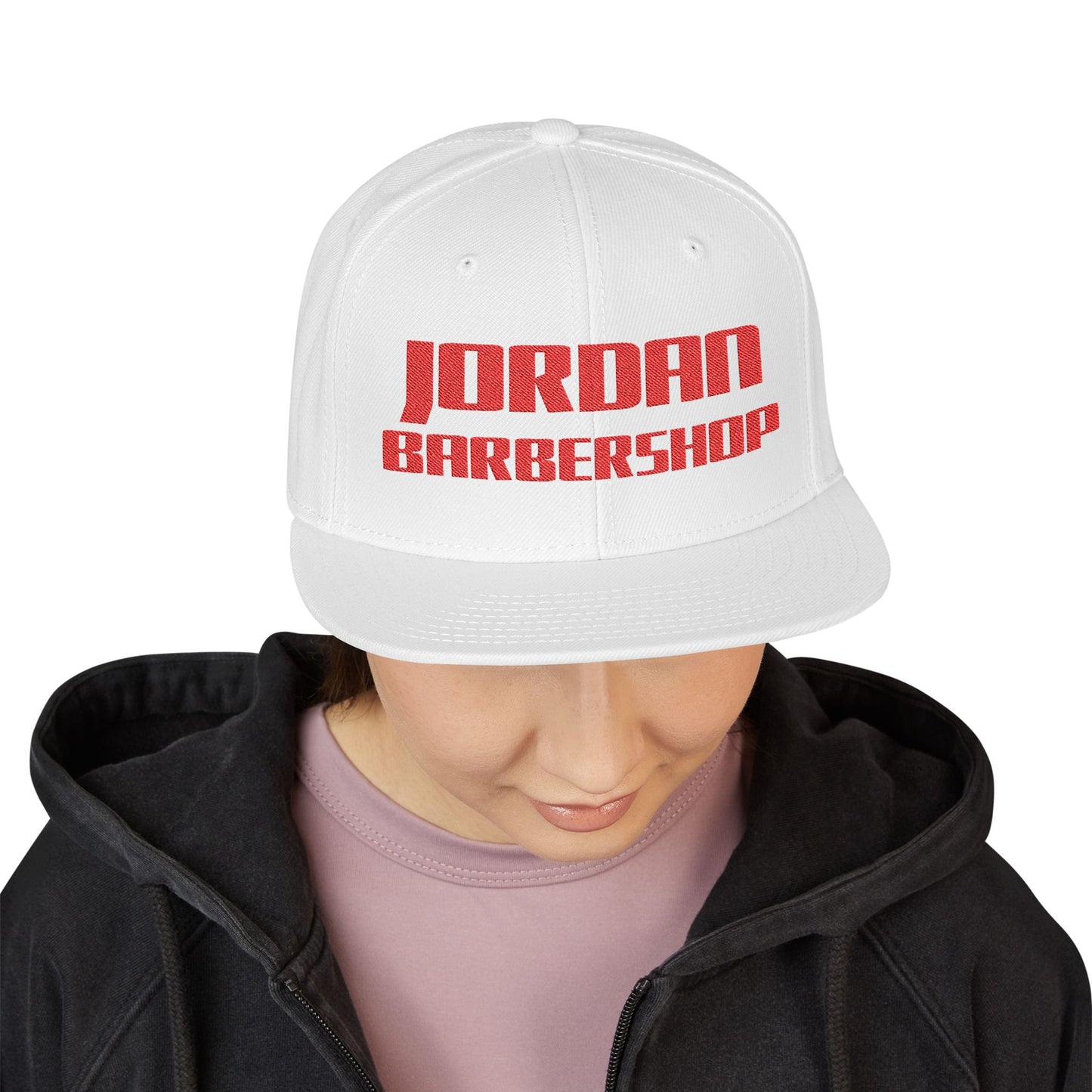 Jordan Barbershop Red Text Snapback