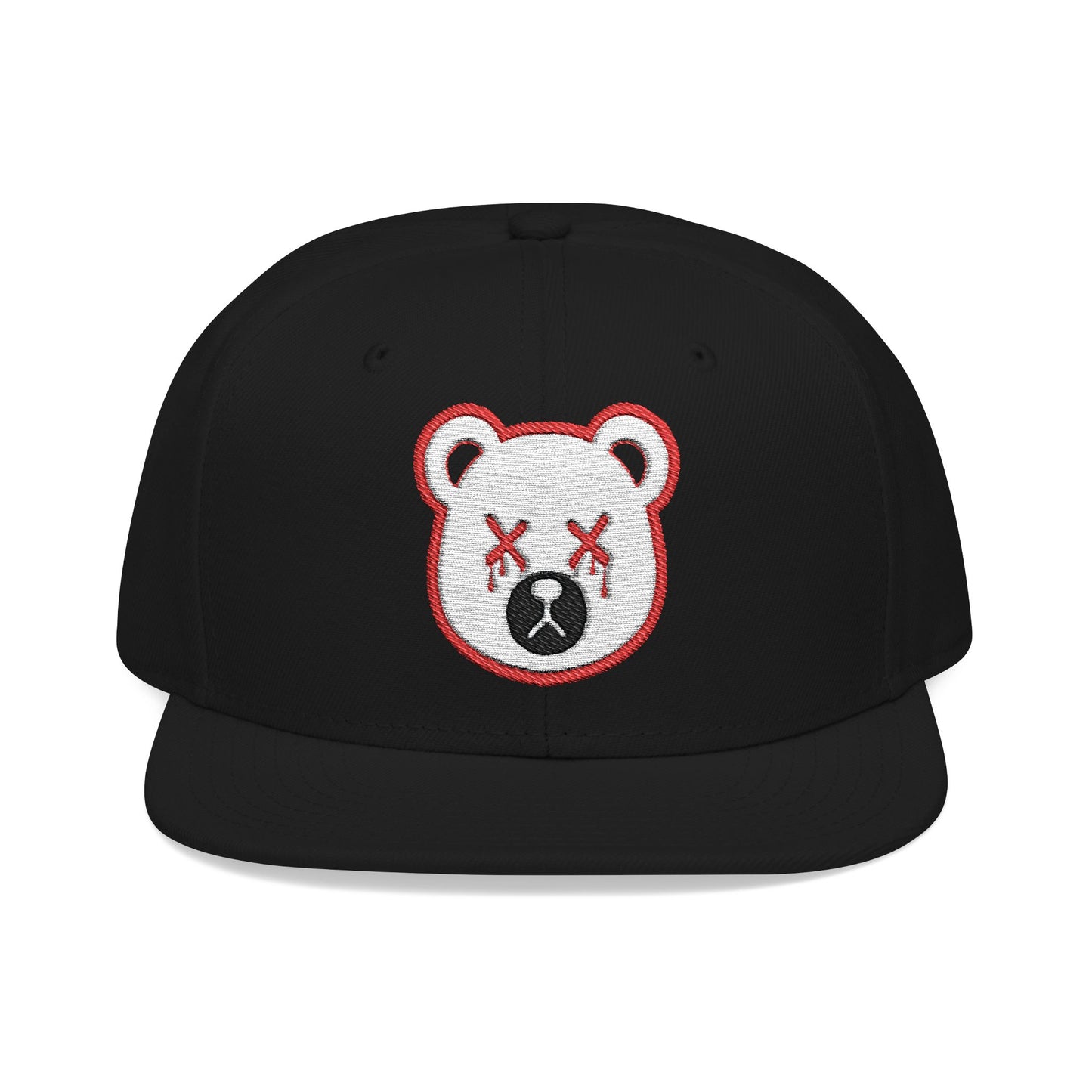 "Wicked Way" Deady Bear Head White & Red on Black Snapback