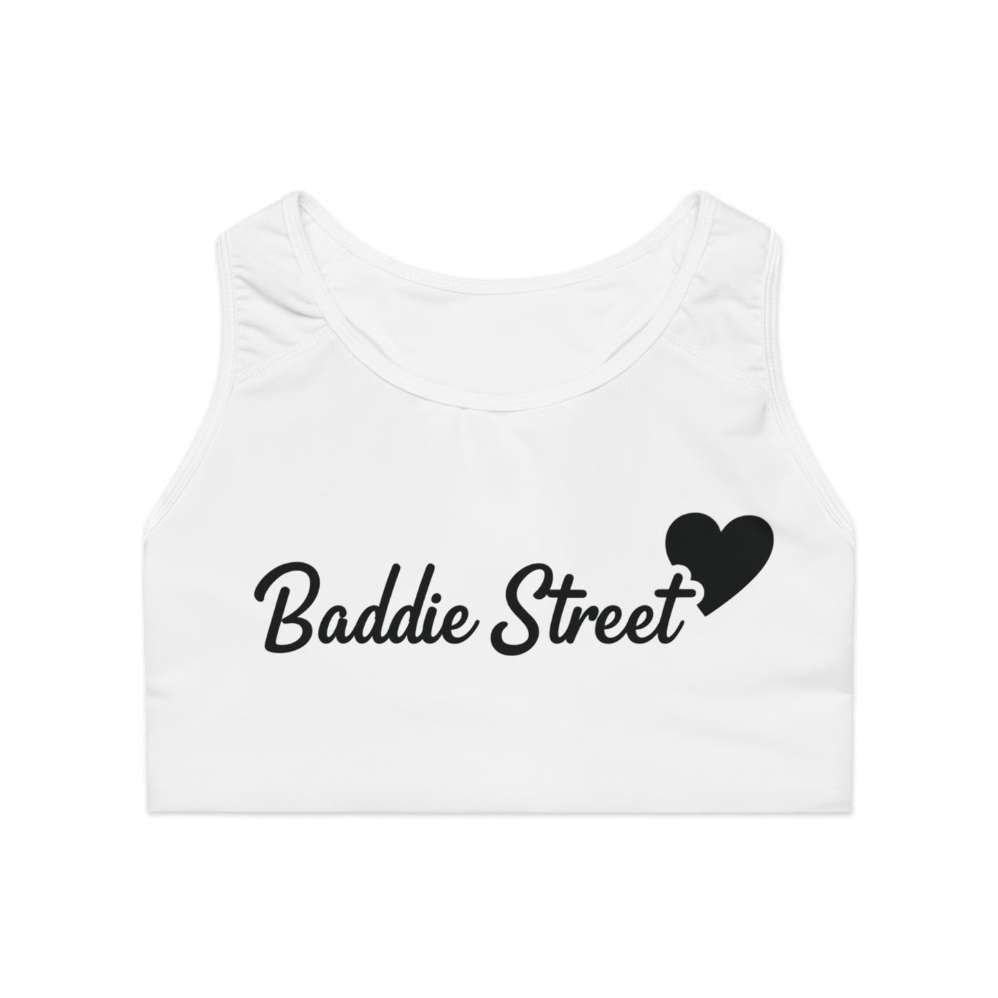 "Baddie Street" Script Heart V1 Sports Bra Active Fitness Wear