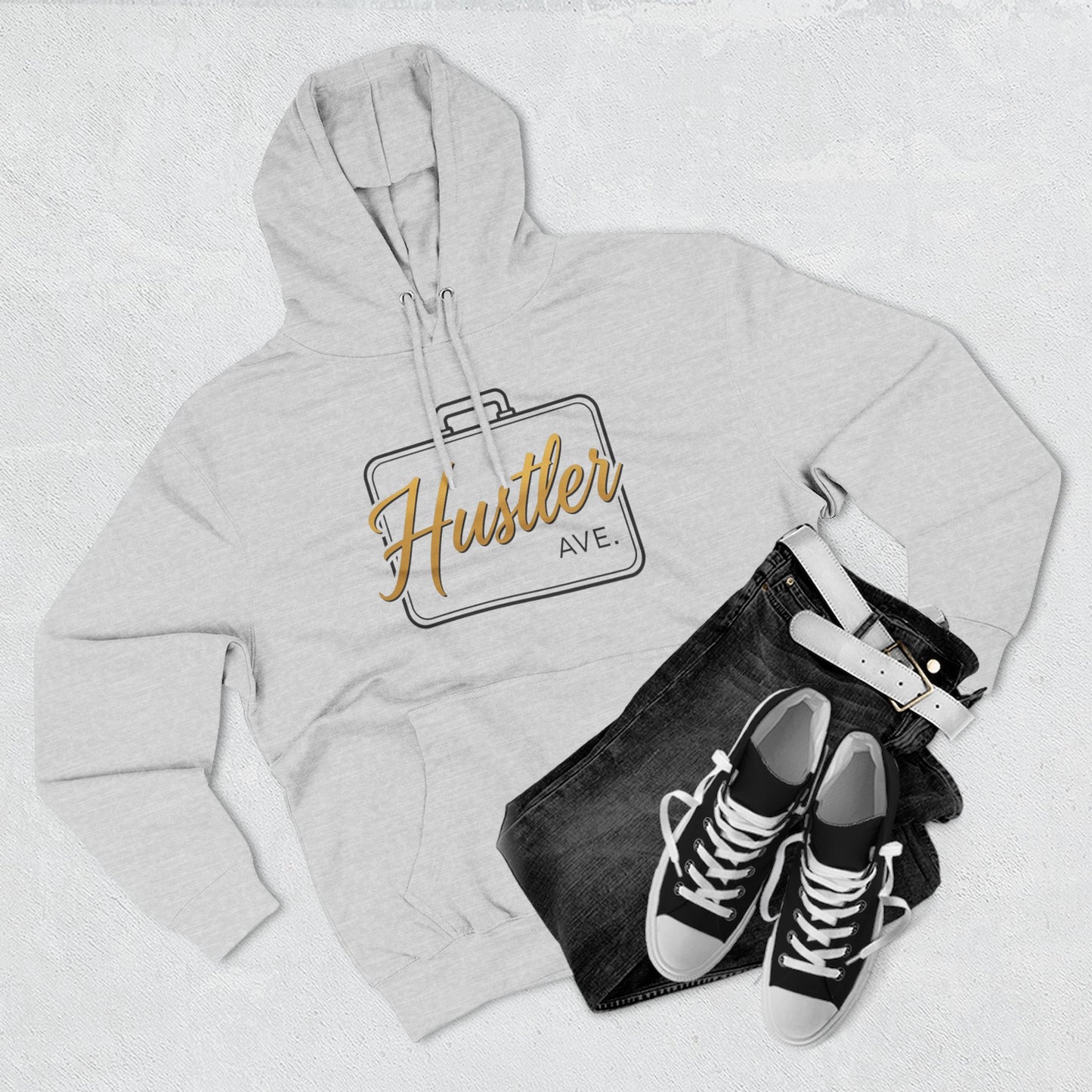 "Hustler Ave" All Business Gold Breifcase Hoodie