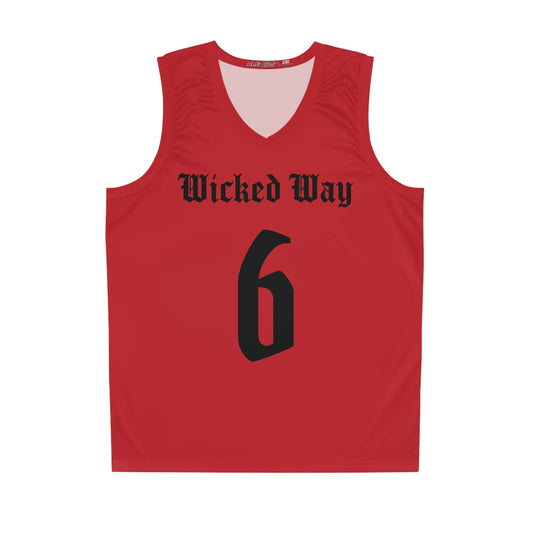 Red & Black "Wicked Way" #6 Basketball Jersey