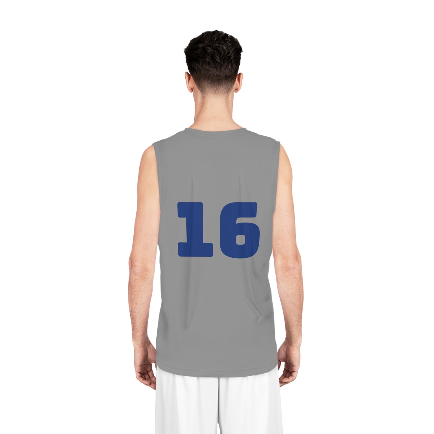 Grey & Blue "Hustler Ave" #16 Alt. Basketball Jersey