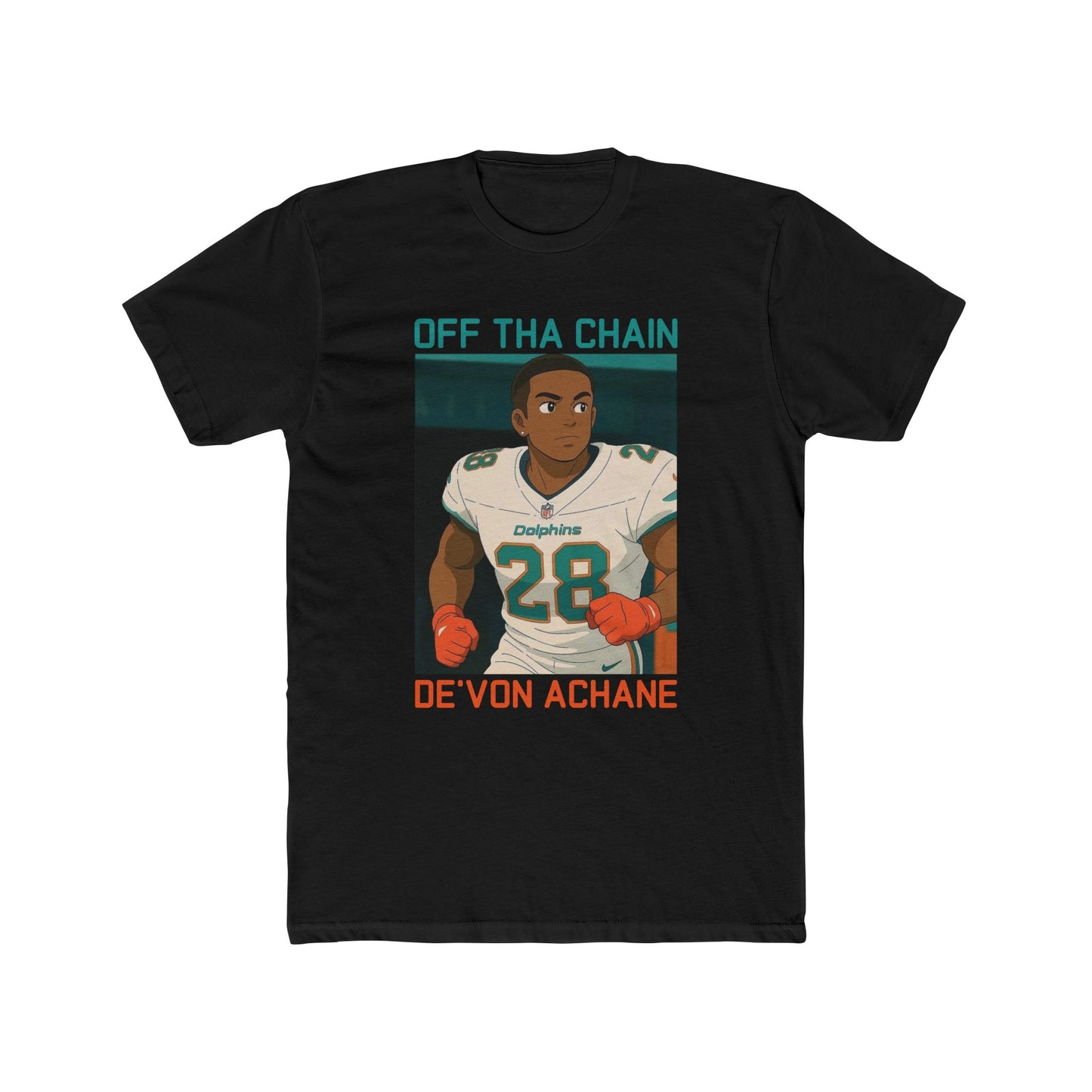 Anime Football 'Off Tha Chain De'Von Achane' Cotton Crew Tee