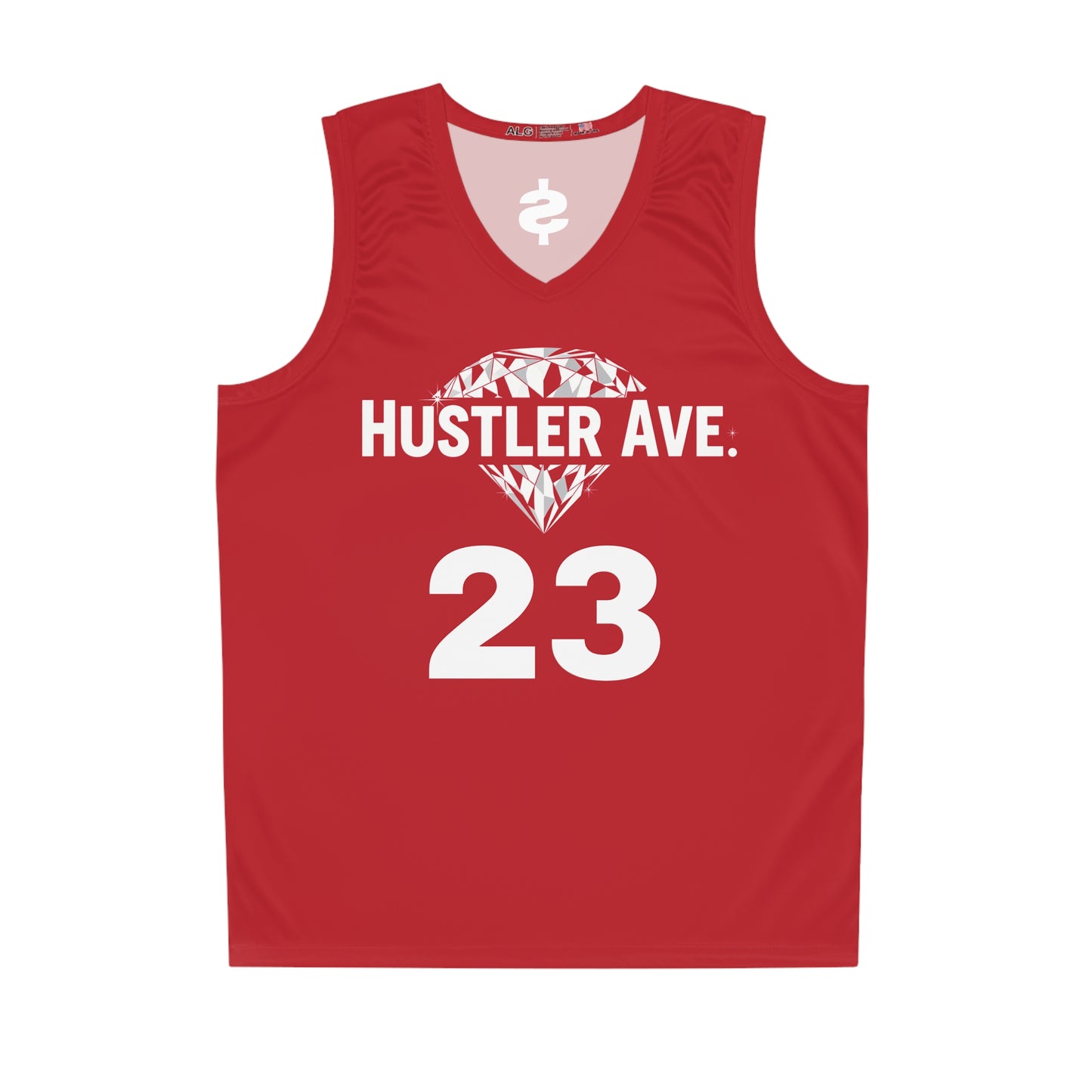 Red "Hustler Ave" #23 Diamond Status Alt. Basketball Jersey