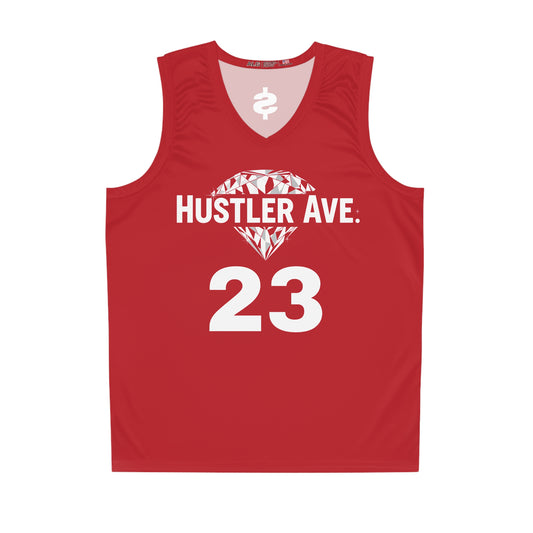 Red "Hustler Ave" #23 Diamond Status Alt. Basketball Jersey