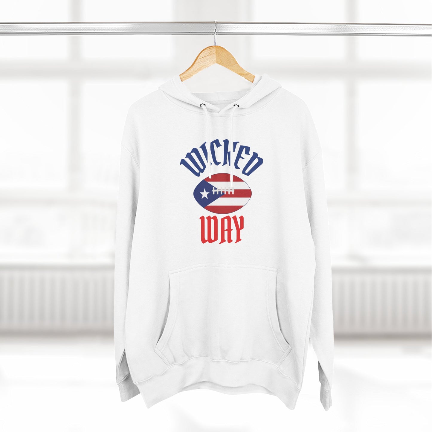 Nation P.R. "Wicked Way" Deady Bear Football Blue, White, & Red Fleece Hoodie