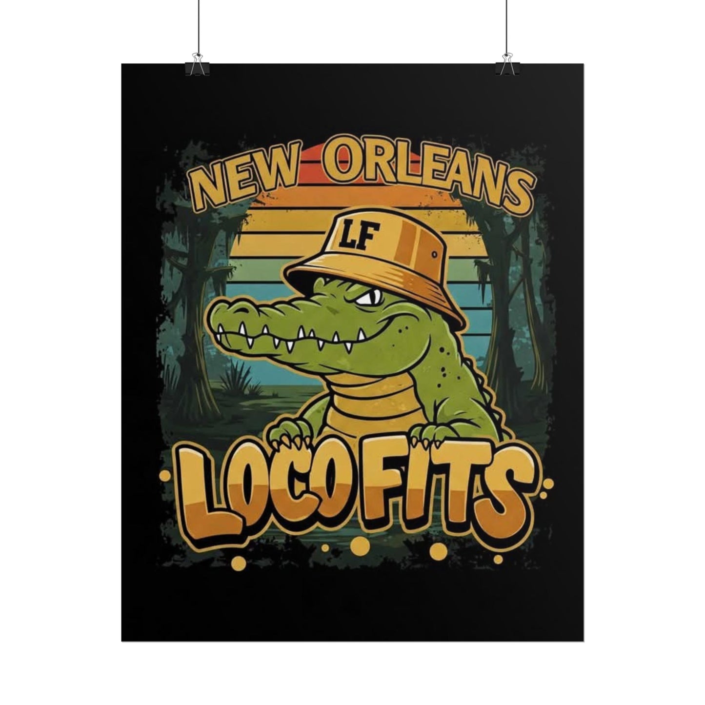 New Orleans Loco Fits Gator Wall Art Poster - Loco Fits Design