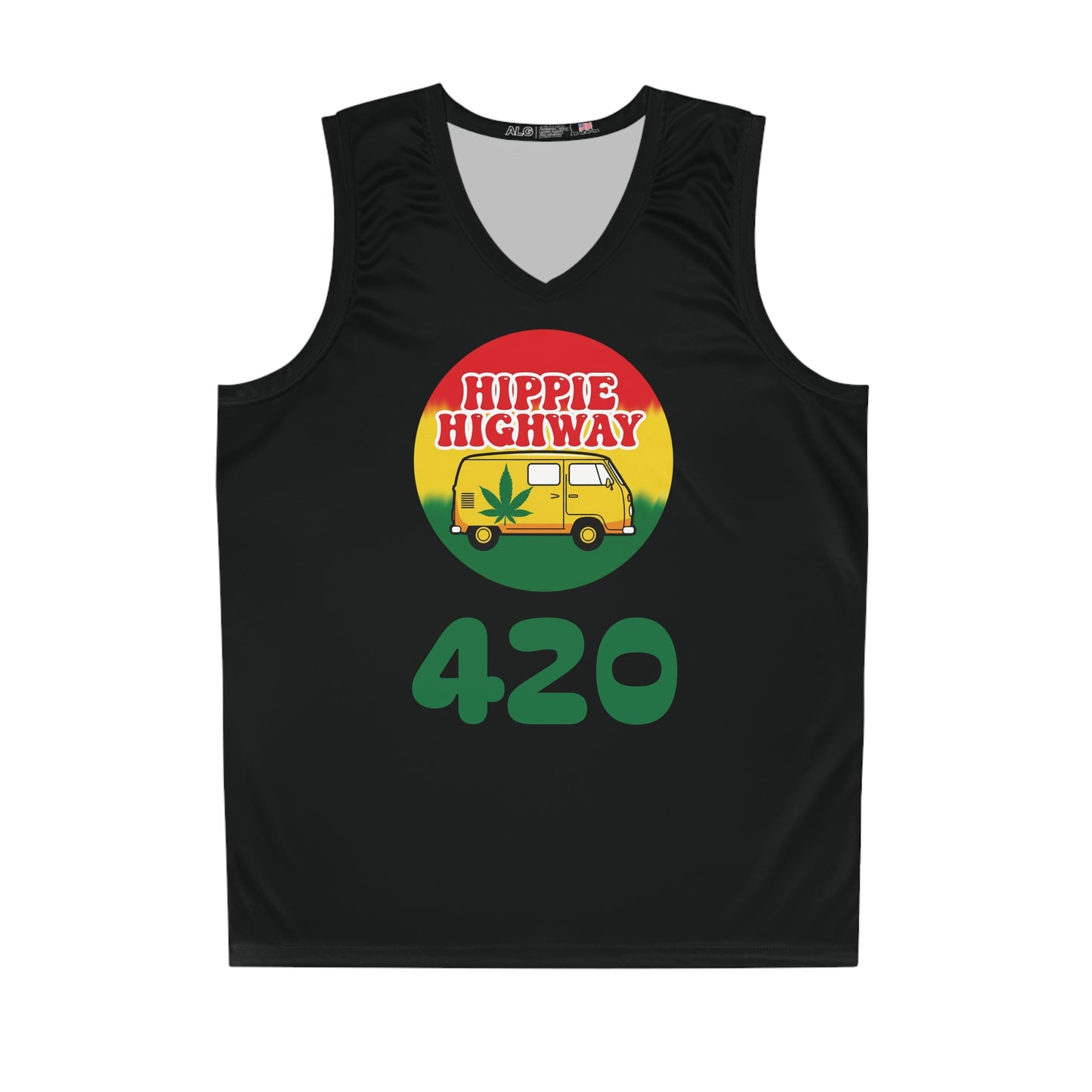 Black "Hippie Highway" #420 Rasta Vibes Basketball Jersey