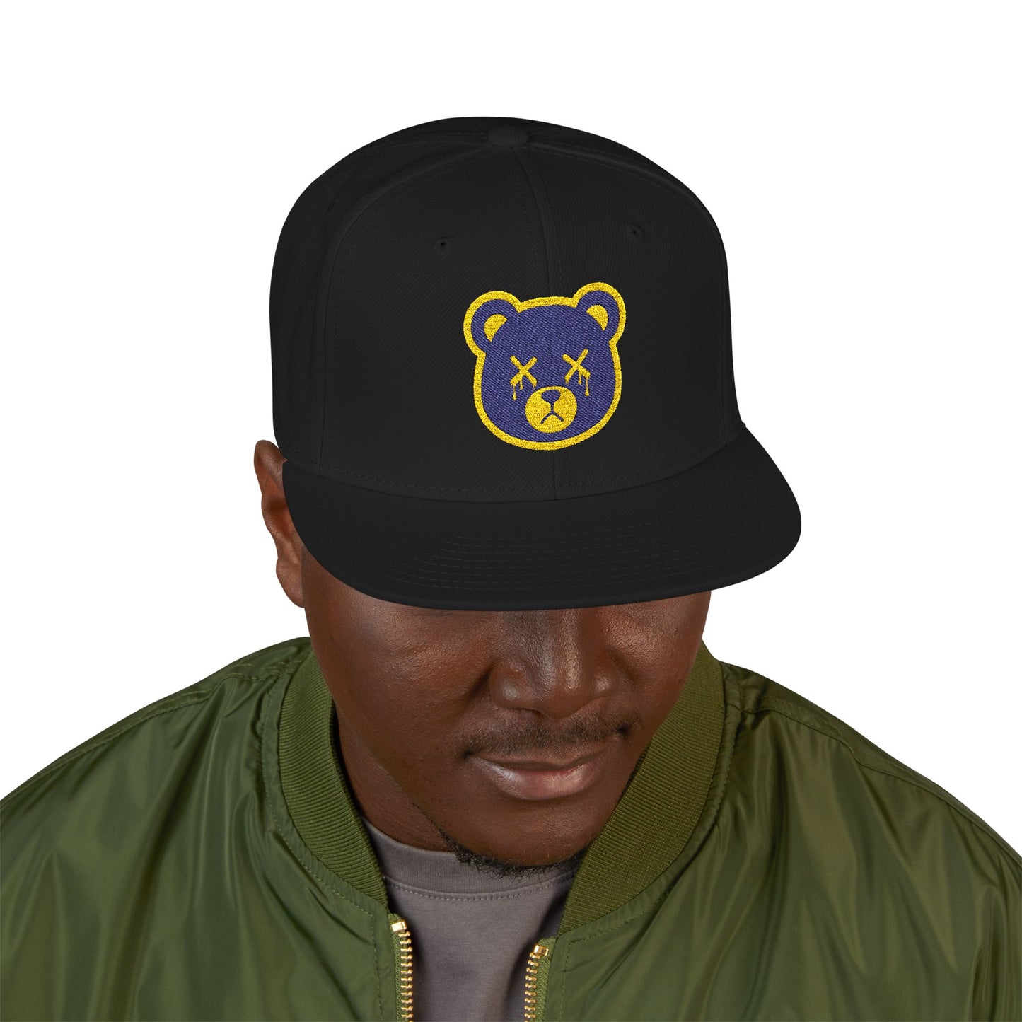 "Wicked Way" Deady Bear Head Purple & Yellow Logo Snapback