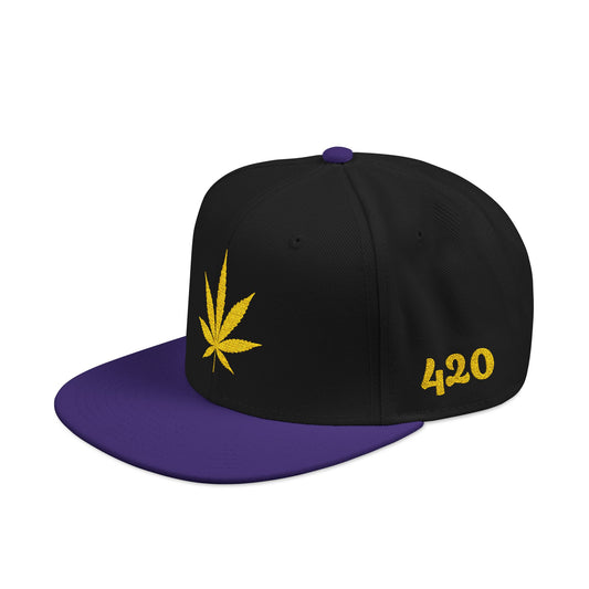 "Hippie Highway" 420 Yellow Pot Leaf Snapback Hat