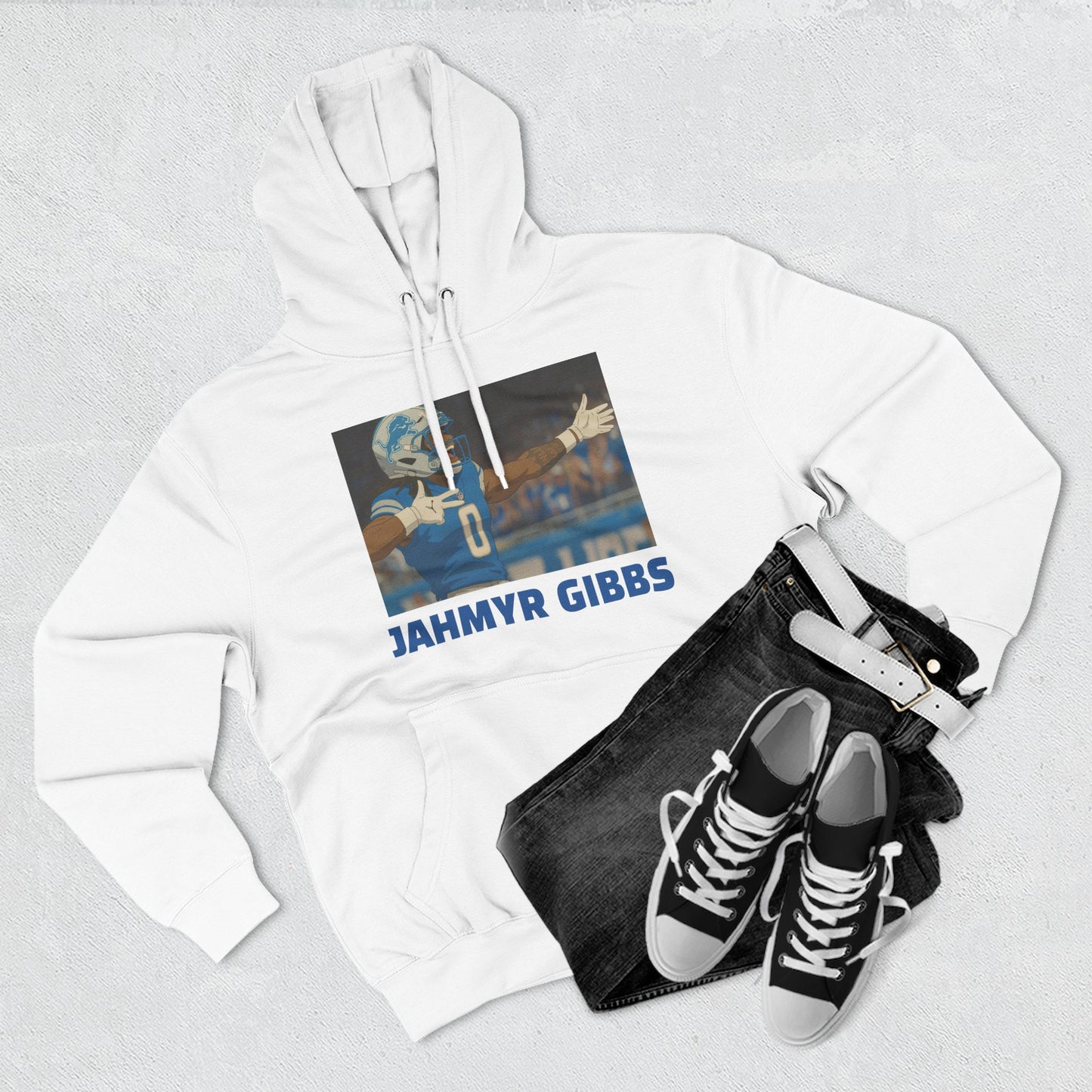 Anime Football 'Jahmyr Gibbs' Three-Panel Fleece Hoodie