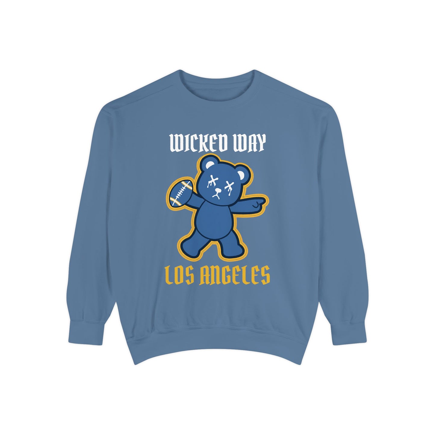 "Wicked Way" Los Angeles C Deady Bear Football Dyed Sweatshirt