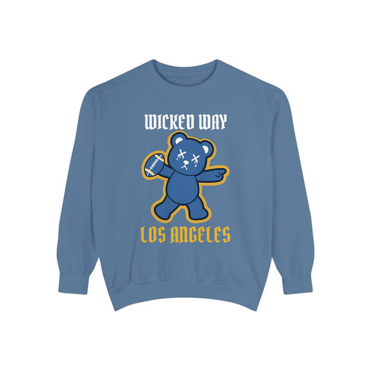 "Wicked Way" Los Angeles C Deady Bear Football Dyed Sweatshirt