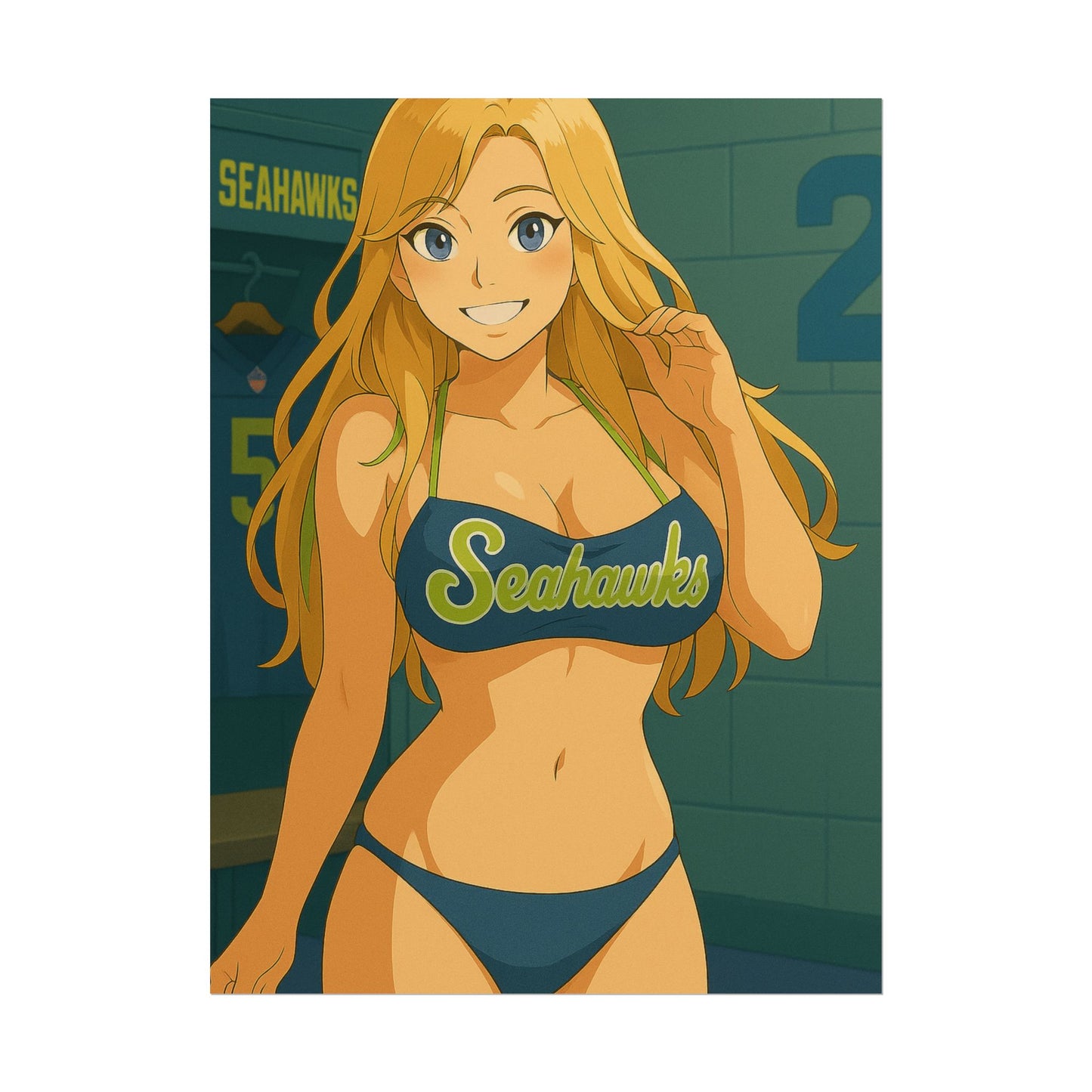 Loco Fits Anime Girls 'Seahawks Girl Swimsuit 1' Poster