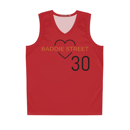 Red, Black & Gold "Baddie Street" #30 Classy Heart Alt. Basketball Jersey