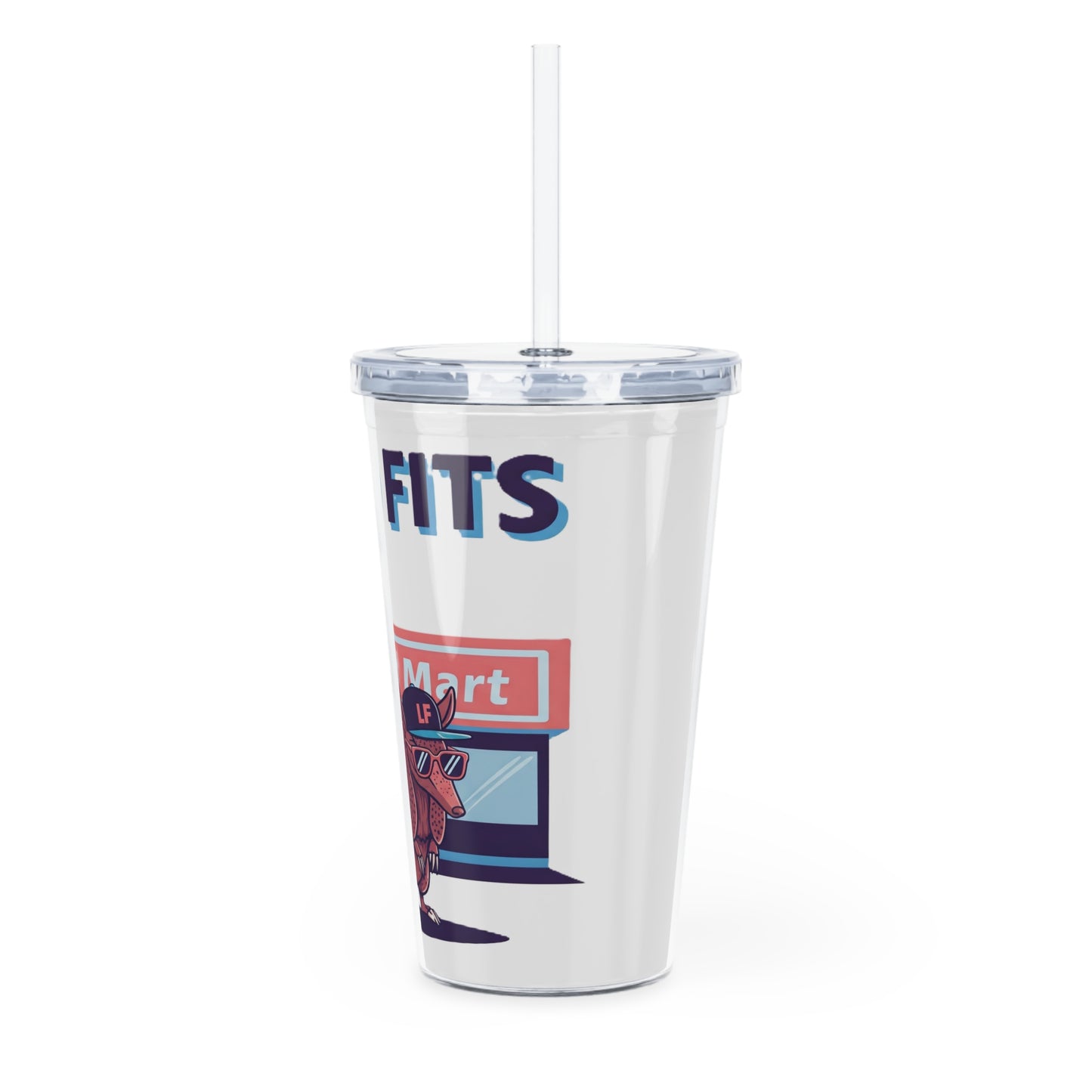 Loco Fits Ravi Food Mart Armadillo Plastic Tumbler with Straw | Fun Travel Mug for On-the-Go Drinks