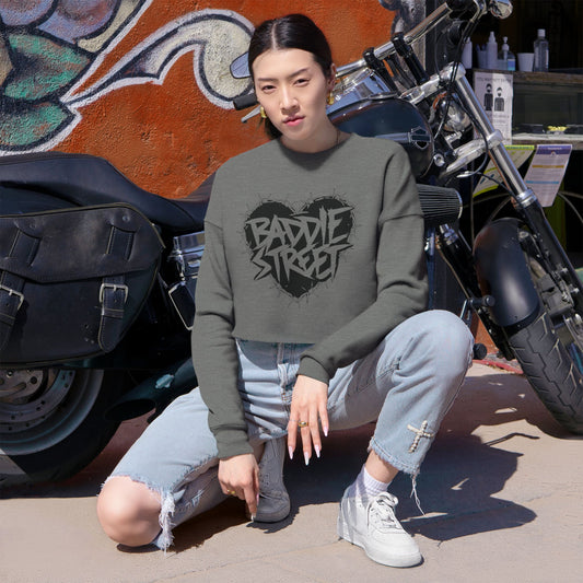 Exclusive "Baddie Street" Barbed Wired Heart Woman's Cropped Sweatshirt