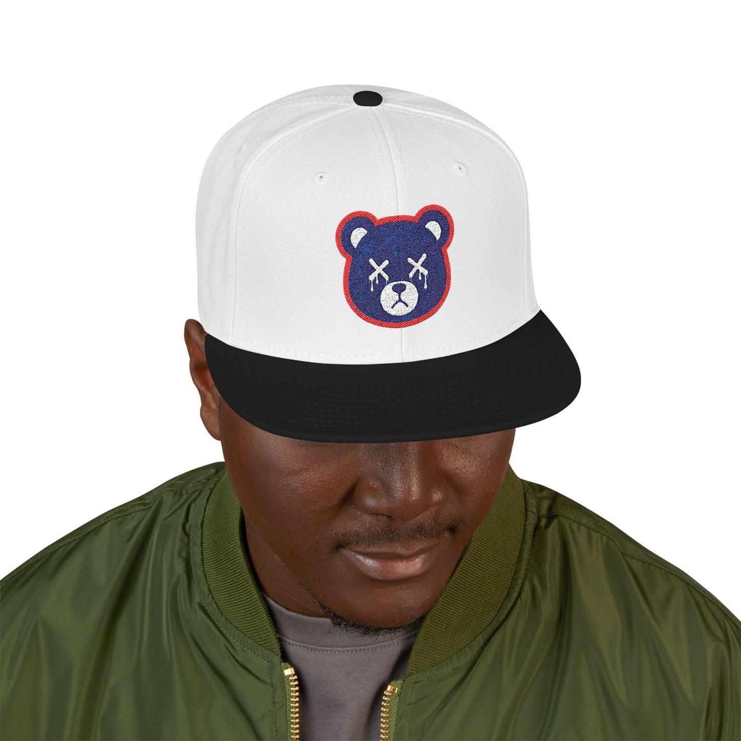 "Wicked Way" Deady Bear Head Red, White, & Blue Snapback
