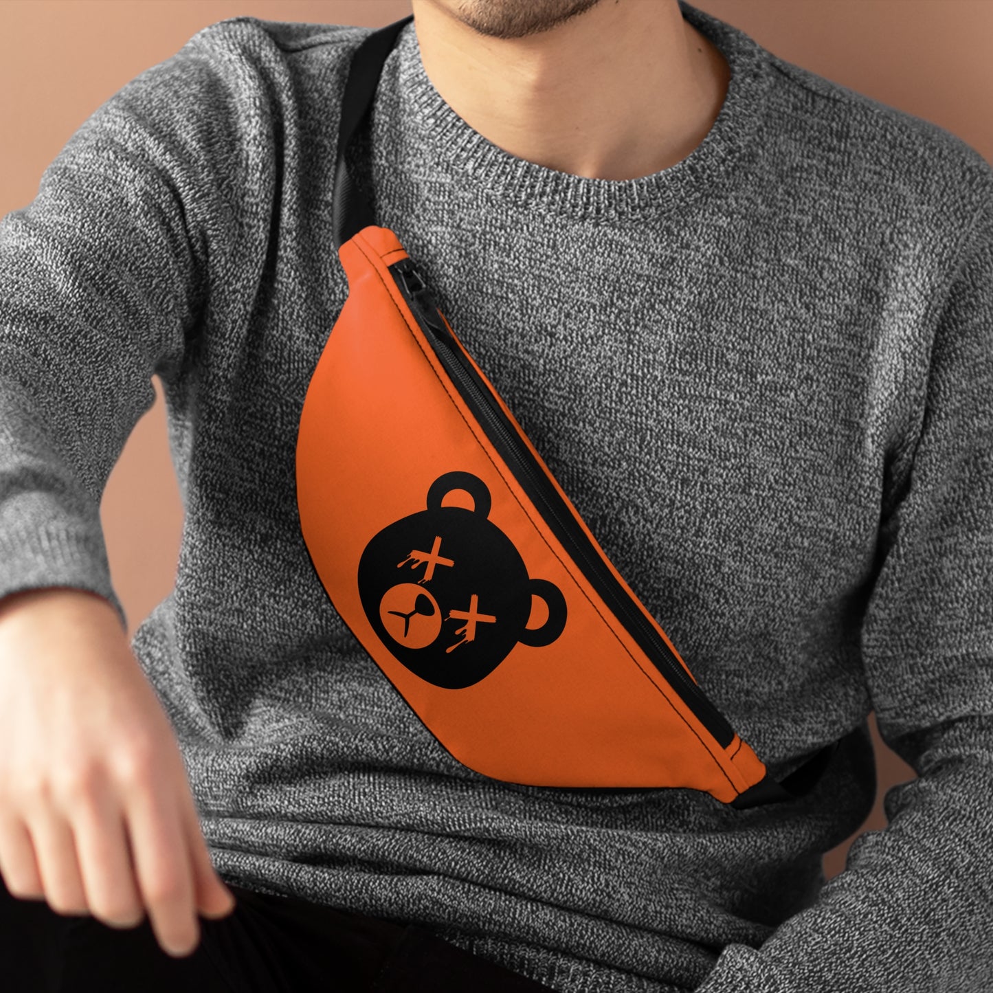 Orange "Wicked Way" Dead Bear Head Fanny Pack
