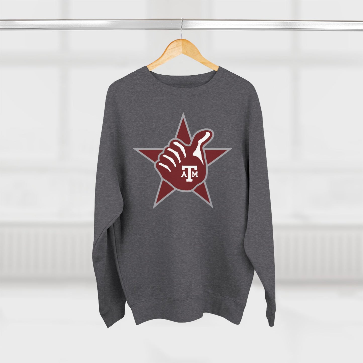'Texas A&M Lone Star Thumbs Up' Cotton Crewneck Sweatshirt