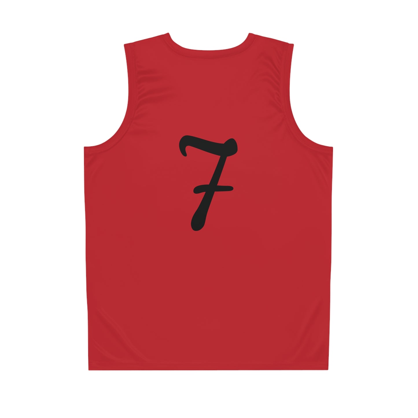 Red "Hustler Ave" #7 All Business Alt. Basketball Jersey