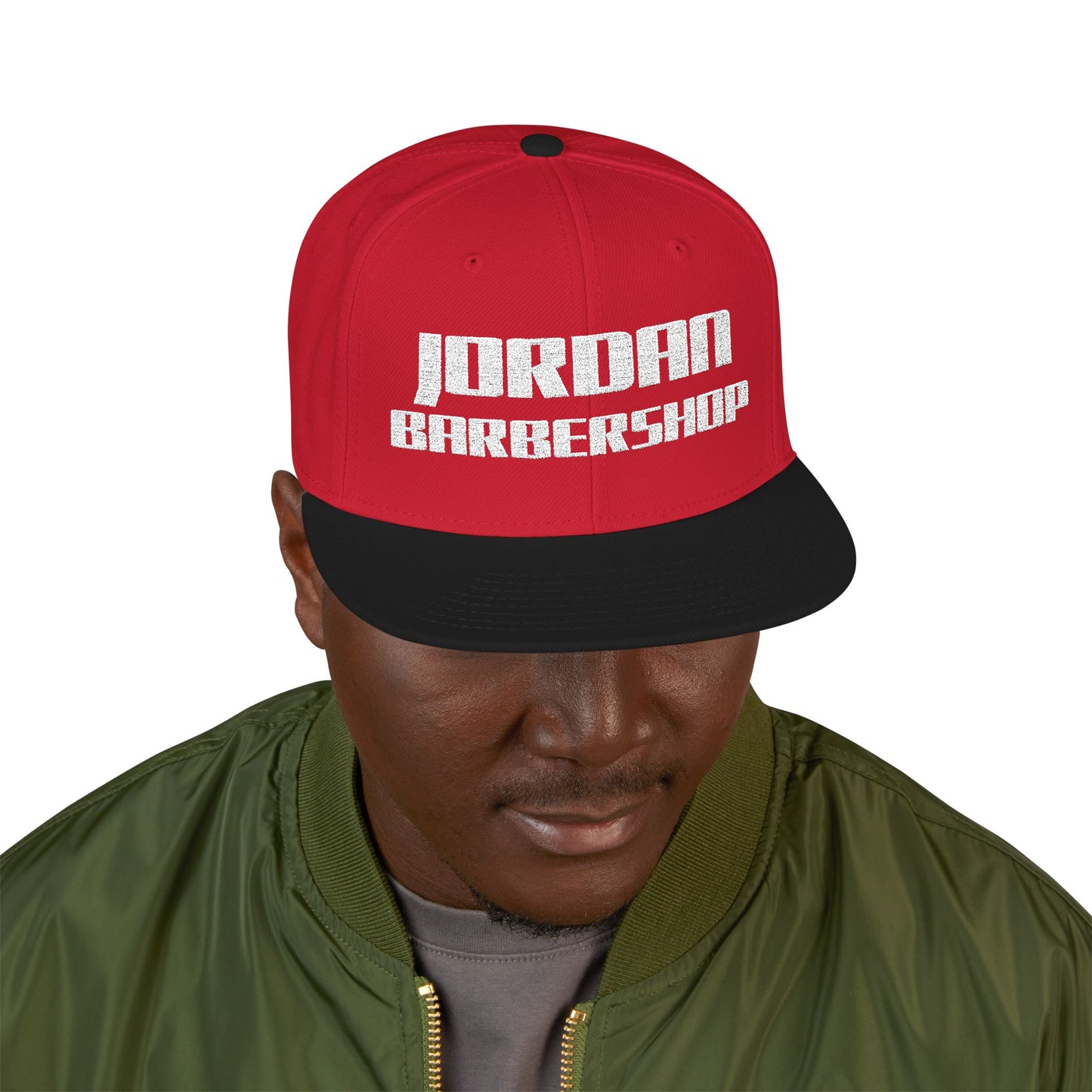 Jordan Barbershop White Text Snapback