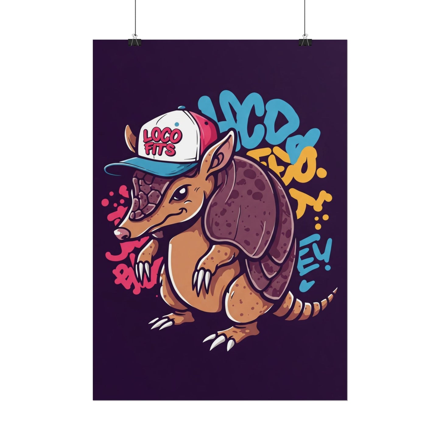 Colorful Loco Fits Armadillo Art Print - Loco Fits Rolled Poster
