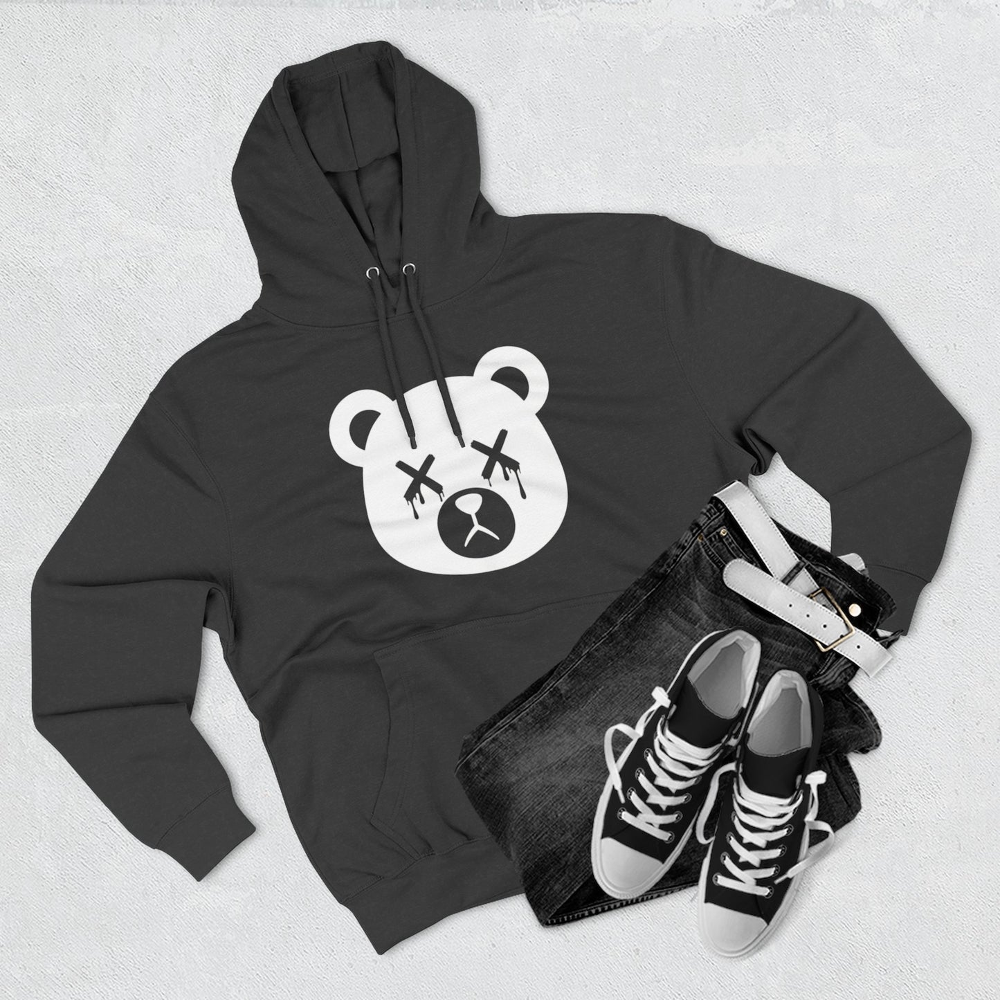 "Wicked Way" Dead Bear Head Solo White Logo Hoodie