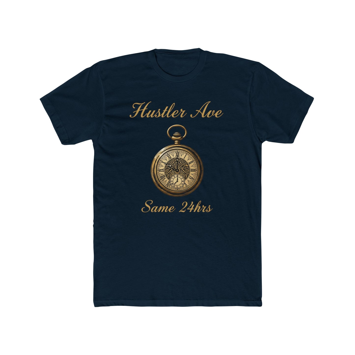 "Hustler Ave" Same 24Hrs Pocket Watch Cotton Crew Tee
