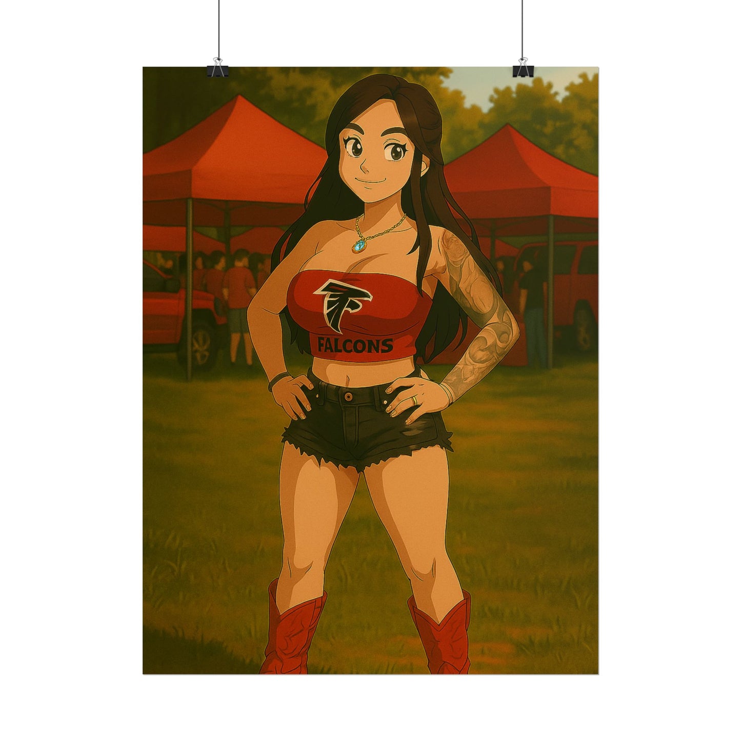 Loco Fits Anime Girls 'Falcons Girl Tailgating' Poster