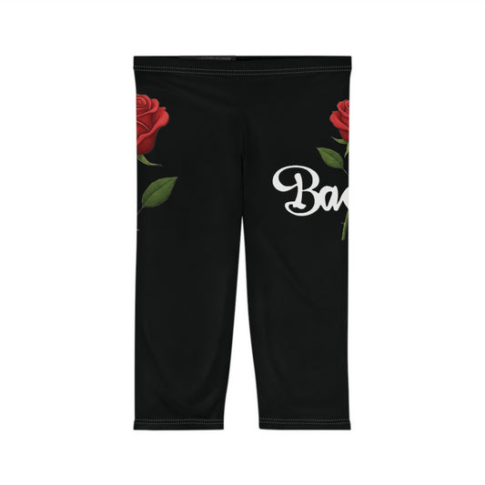 "Baddie Street" Labeled Baddie Rose Women’s Capri Leggings Active Fitness Wear