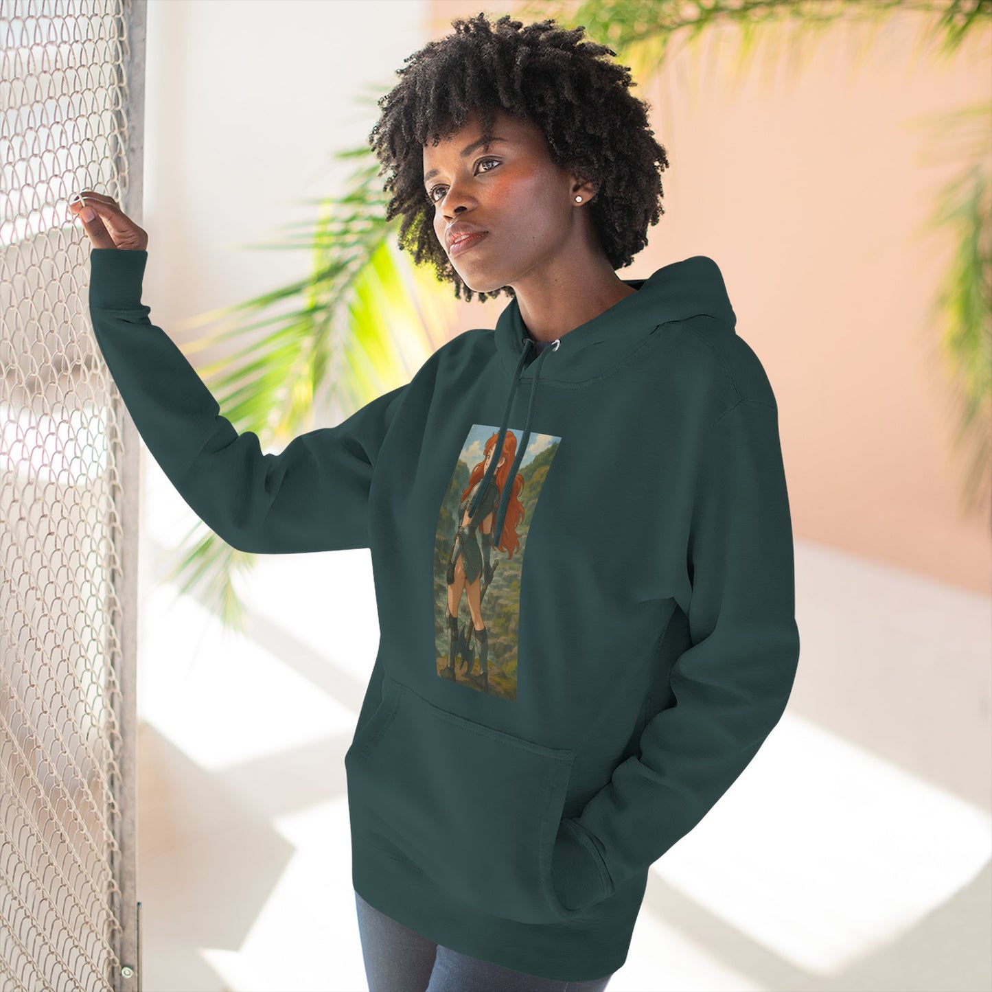 Loco Fits Anime Girls 'Fiery Warrior' Three-Panel Fleece Hoodie