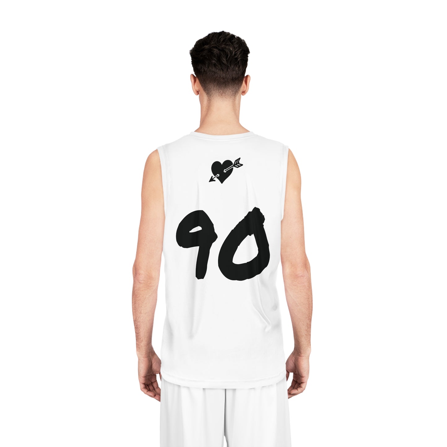 Limited Edition White & Black "Baddie Street" #90 Arrow Heart Alt. Basketball Jersey