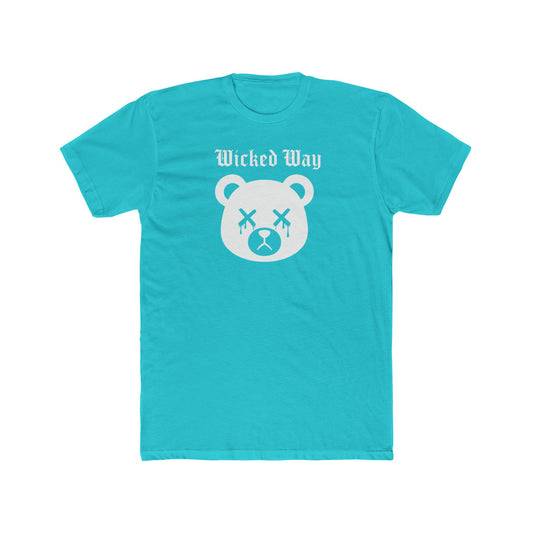 "Wicked Way" Dead Bear Head White Logo Cotton Crew Tee